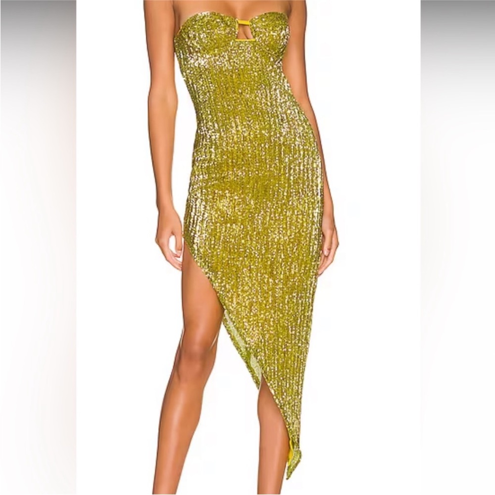 Camila Coelho Gold Asymmetrical Dress